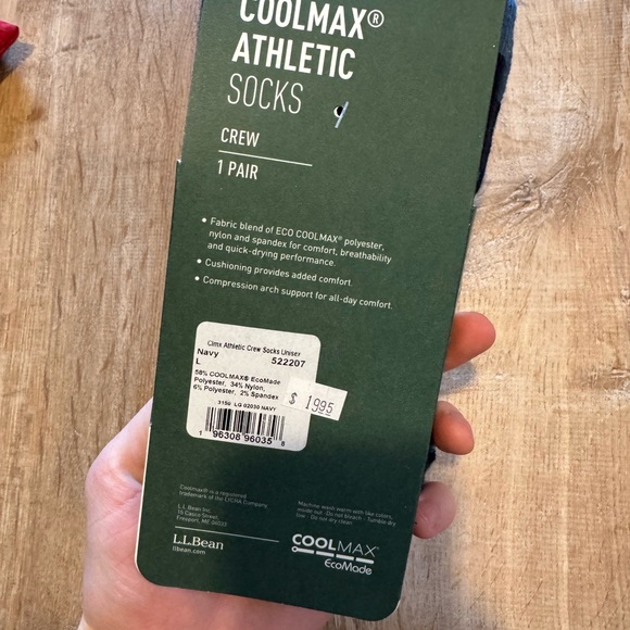 L.L. Bean Coolmax Athletic Socks - Navy Blue - Picture 2 of 2